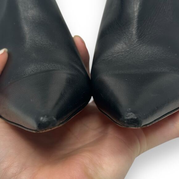 Jimmy Choo Lexx 100 Black Leather Gold Chain Slingback Heel Mules 36.5 Women’s - Picture 8 of 12